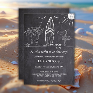 Chalkboard ein kleines Surfer Baby Dusche Einladung