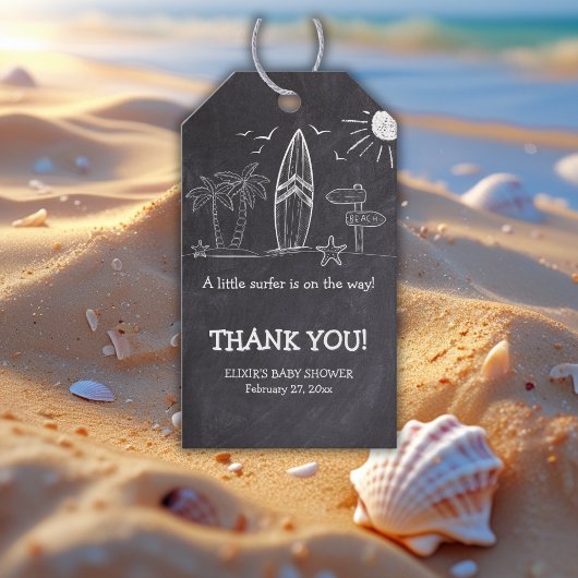 Chalkboard ein kleines Surfer Baby Dusche Geschenkanhänger