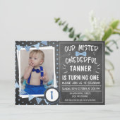 Chalkboard Einladung zum 1. Geburtstag (Stehend Vorderseite)