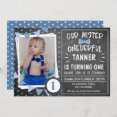 Chalkboard Einladung zum 1. Geburtstag (Vorne/Hinten)