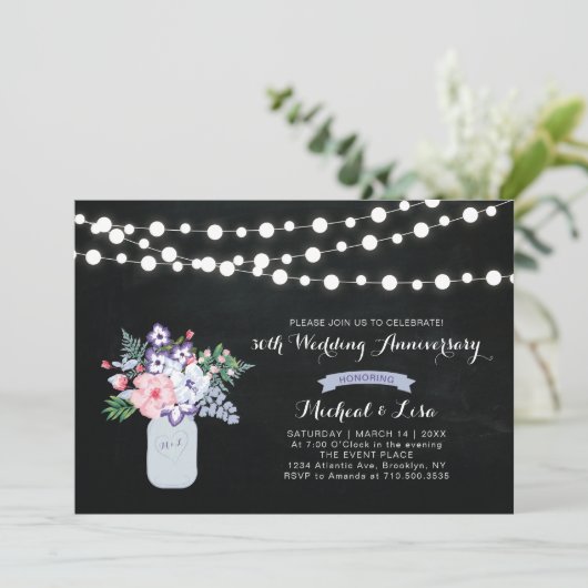 Chalkboard Einladung zum 30. Hochzeitstag (Stehend Vorderseite)