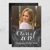 Chalkboard Elegant Class of 2016 Foto Abschluss Einladung (Vorne/Hinten)