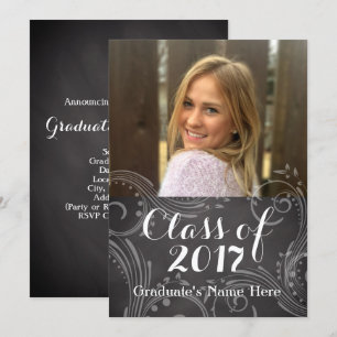 Chalkboard Elegant Class of 2016 Foto Abschluss Einladung