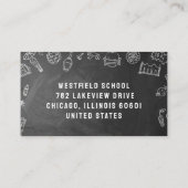 Chalkboard Elementary School Teacher Classroom Visitenkarte (Rückseite)