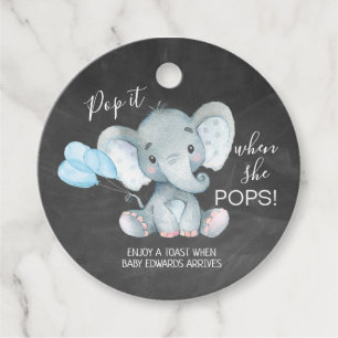 Chalkboard Elephant Baby Dusche Pop It Geschenkanhänger