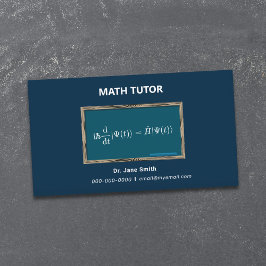 Chalkboard & Equity Math Tutor Dark Blue Visitenkarte