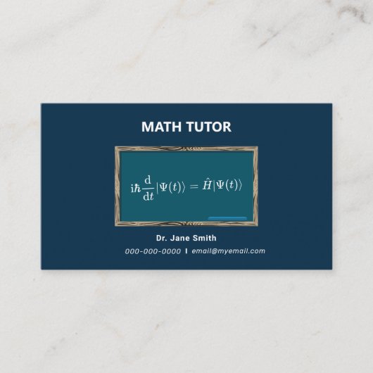 Chalkboard & Equity Math Tutor Dark Blue Visitenkarte (Vorderseite)
