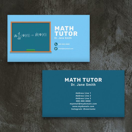 Chalkboard & Equity Math Tutor Visitenkarte