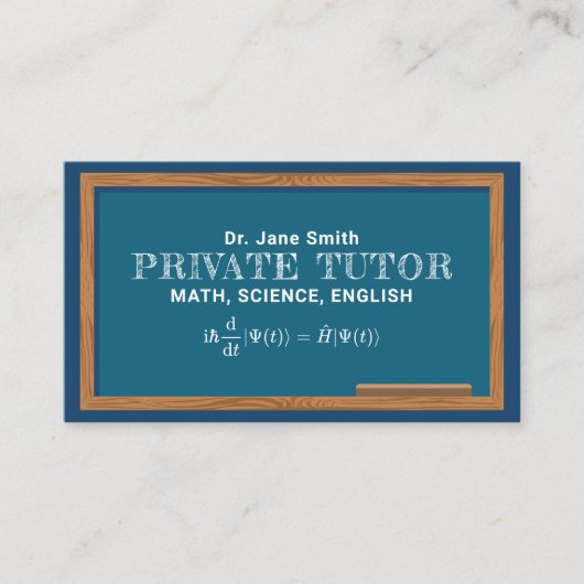 Chalkboard & Equity Private Tutor Visitenkarte (Vorderseite)