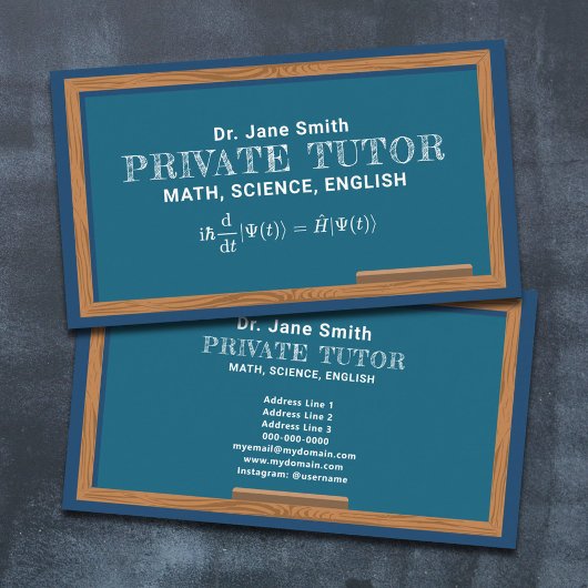Chalkboard & Equity Private Tutor Visitenkarte
