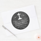 Chalkboard Erste Heilige Kommune Runder Aufkleber (Umschlag)