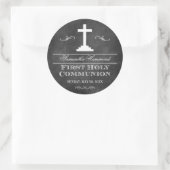 Chalkboard Erste Heilige Kommune Runder Aufkleber (Tasche)