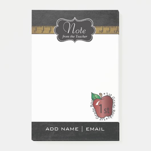 Chalkboard Erster Klasse Lehrer | DIY Text Post-it Klebezettel (Vorderseite)