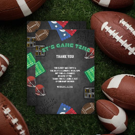 Chalkboard Es ist Game Time Football Baby Shower Dankeskarte