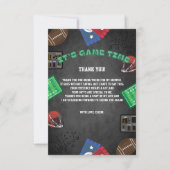Chalkboard Es ist Game Time Football Baby Shower Dankeskarte (Vorderseite)