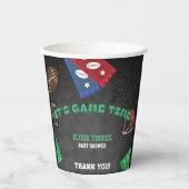 Chalkboard Es ist Game Time Football Baby Shower Pappbecher (Vorderseite)
