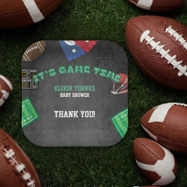 Chalkboard Es ist Game Time Football Baby Shower Pappteller
