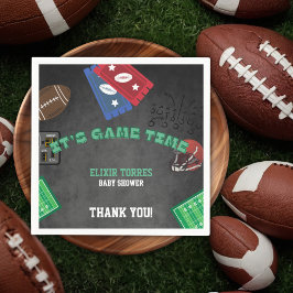 Chalkboard Es ist Game Time Football Baby Shower Serviette
