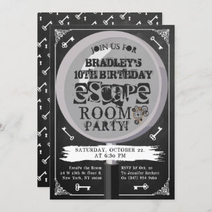Chalkboard Escape Room Party jeden Geburtstag Einladung
