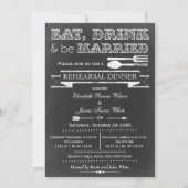 Chalkboard Ess Drink Probe Dinner lädt ein Einladung (Vorderseite)