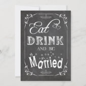 Chalkboard essen Drink und Verheiratete Hochzeitsr Einladung (Rückseite)