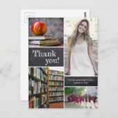 Chalkboard Etching Abschluss Danke Foto Postkarte (Vorne/Hinten)