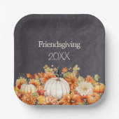 Chalkboard Fall Pumpen Floral Friendsgiving Jahr Pappteller (Vorderseite)
