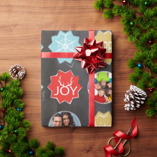 Chalkboard Family Foto Weihnachtsmann Geschenkpapier (Feiertagsgeschenk)