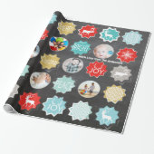 Chalkboard Family Foto Weihnachtsmann Geschenkpapier (Ungerollt)