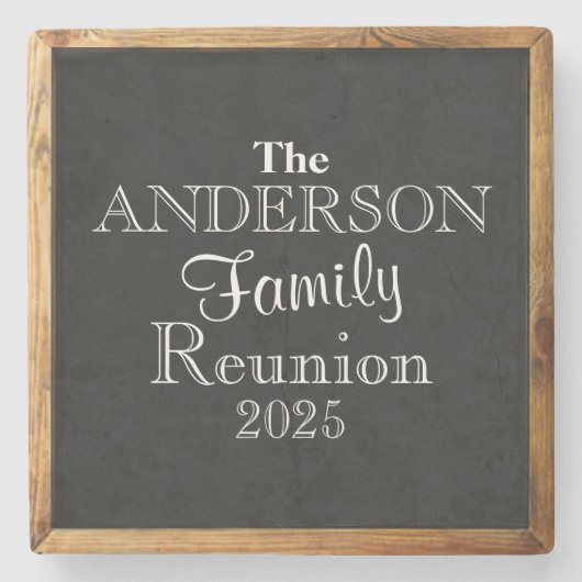 Chalkboard Family Wiedersehen Typografie Gefallen Steinuntersetzer (Vorderseite)