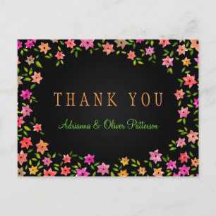 Chalkboard farbenfrohe Blume Kranz Vielen Dank Postkarte
