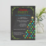 Chalkboard farbenfrohe Weihnachtsbaumfeier Einladung<br><div class="desc">© 2013 Sozialite Designs. Feiern Sie mit Ihren Freunden, Ihrer Familie oder Ihren Kollegen die Weihnachtszeit mit dieser farbenfrohen Weihnachtsfeier. Unser Polka-dot Weihnachtsbaum ist mit einem gelben Stern überzogen und die Ecken haben elegante, Vintage Gestaltungselemente. Ändern Sie einfach unseren Vorlagentext mit Ihren Veranstaltungsinformationen. Der Hintergrund der Tafel macht die Designelemente...</div>