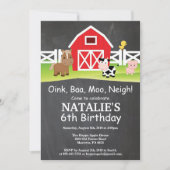 Chalkboard Farm Birthday Invitation Barnyard Party Einladung (Vorderseite)