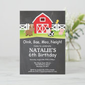 Chalkboard Farm Birthday Invitation Barnyard Party Einladung (Stehend Vorderseite)