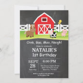 Chalkboard Farm Birthday Invitation Barnyard Party Einladung (Vorderseite)