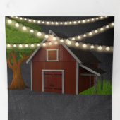 Chalkboard Farm Red Barn String Lights Hochzeit Dreifach Gefaltete Einladung (Innen Erste Seite)