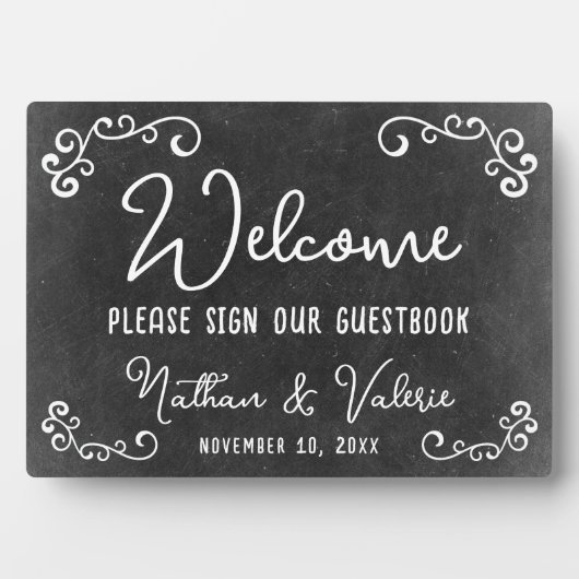 Chalkboard Farm Style Wedding Welcome Gästebuch Fotoplatte (Vorderseite)