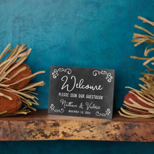 Chalkboard Farm Style Wedding Welcome Gästebuch Fotoplatte (Seite)