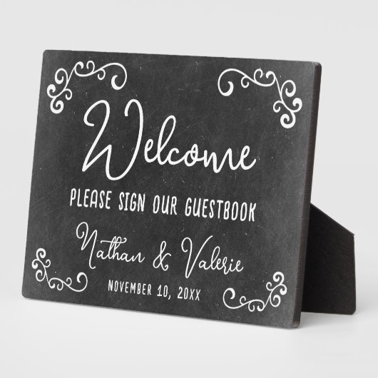Chalkboard Farm Style Wedding Welcome Gästebuch Fotoplatte (Seite)