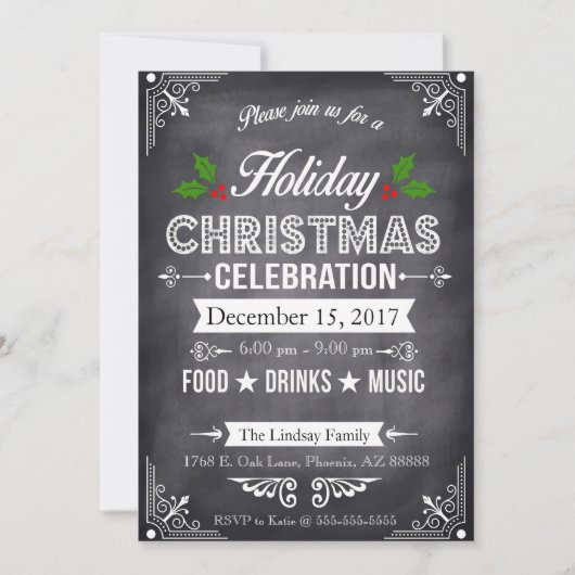 Chalkboard-Feiertag Einladung (Vorderseite)