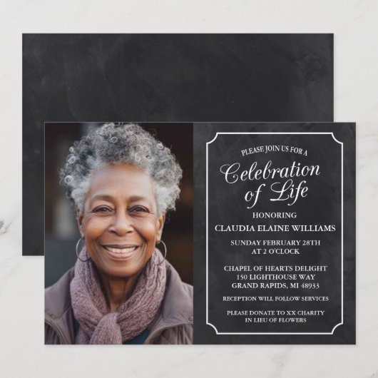 CHALKBOARD FEIERUNG LEBENSREICHER EINLADUNG (Vorne/Hinten)