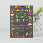 Chalkboard Fiesta Geburtstag Einladung Mexikanisch (Stehend Vorderseite)