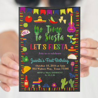 Chalkboard Fiesta Geburtstag Einladung Mexikanisch