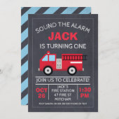 Chalkboard Fire Motor Geburtstag Einladung (Vorne/Hinten)