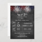 Chalkboard Fireworks 4. Juli Party Einladung (Vorne/Hinten)