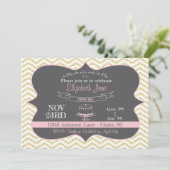 Chalkboard First Birthday Cake Einladung (Stehend Vorderseite)