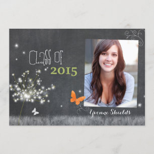 Chalkboard Floral Class of 2015 Foto Abschluss Einladung