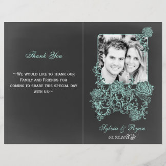 Chalkboard Floral Folding Foto Hochzeitsprogramme