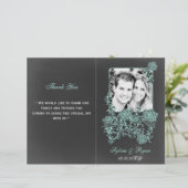 Chalkboard Floral Folding Foto Hochzeitsprogramme (Stehend Vorderseite)