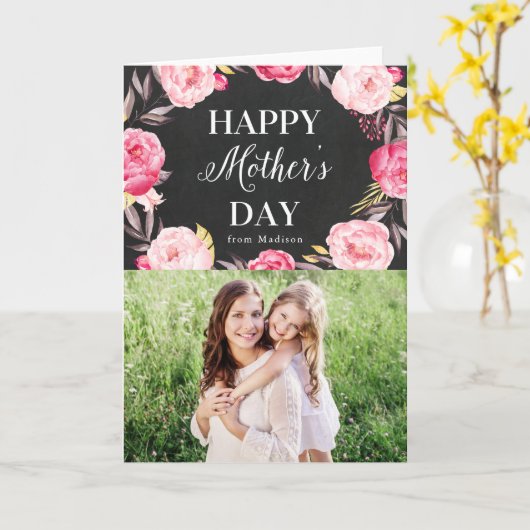 Chalkboard Floral | Foto der Mutter Karte (Gelbe Blume)